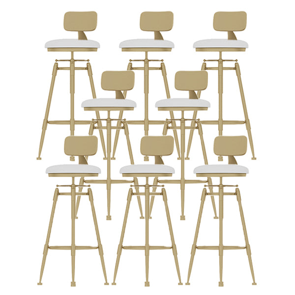 Contemporary Adjustable Height Swivel Round Bar Stool with Footrest