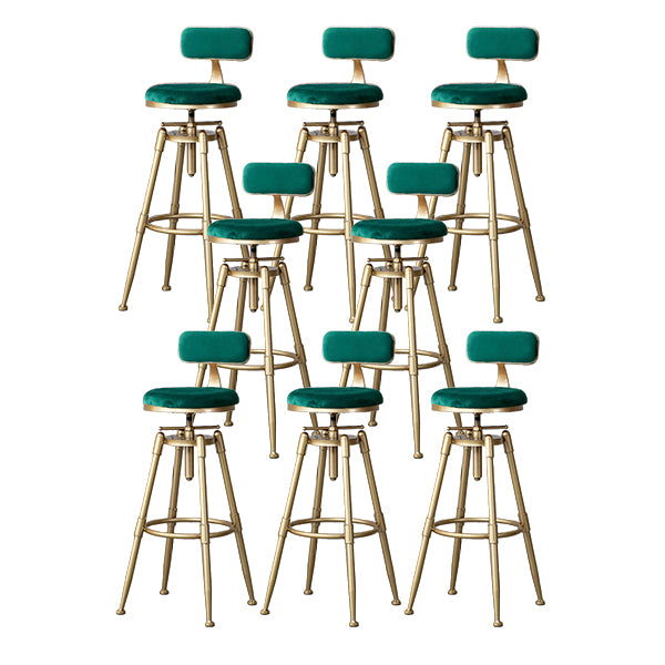 Contemporary Adjustable Height Swivel Round Bar Stool with Footrest