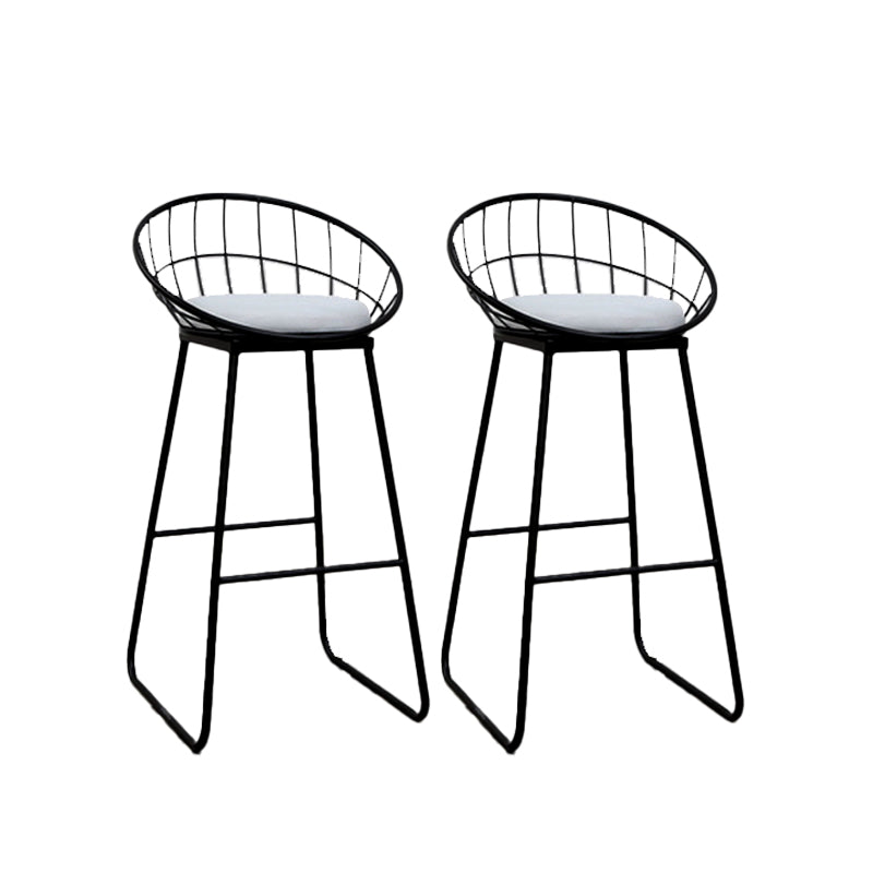 Metal Low Back Counter-height Stool with Footrest and Upholstered
