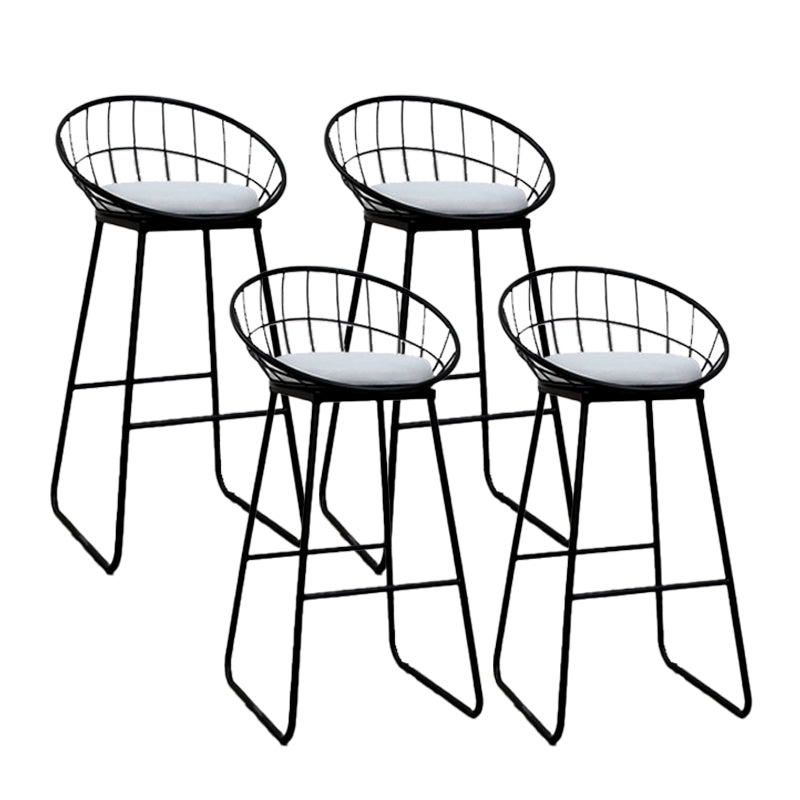 Metal Low Back Counter-height Stool with Footrest and Upholstered