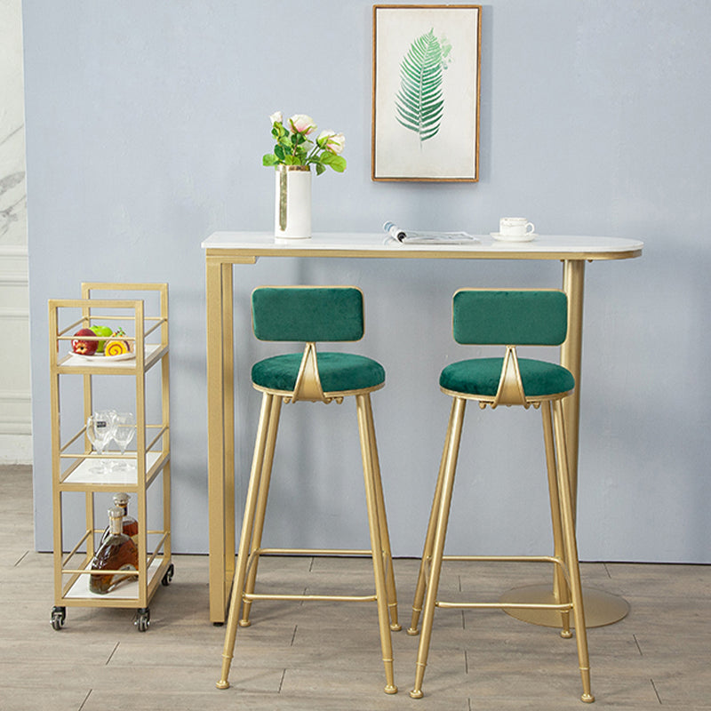 Metal Low Back Counter-height Stool with Footrest and Upholstered