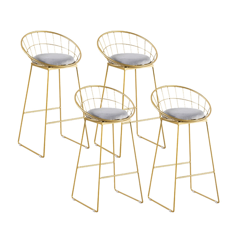 Metal Low Back Counter-height Stool with Footrest and Upholstered