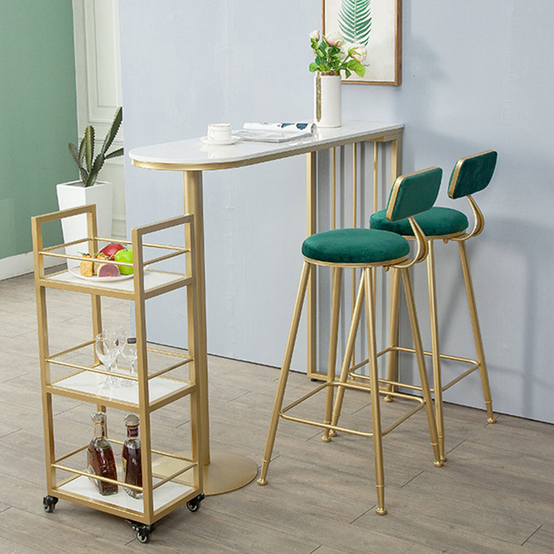 Metal Low Back Counter-height Stool with Footrest and Upholstered