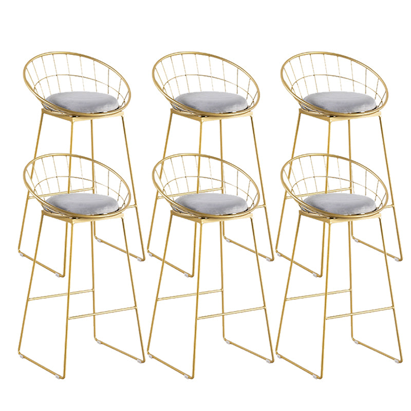 Metal Low Back Counter-height Stool with Footrest and Upholstered