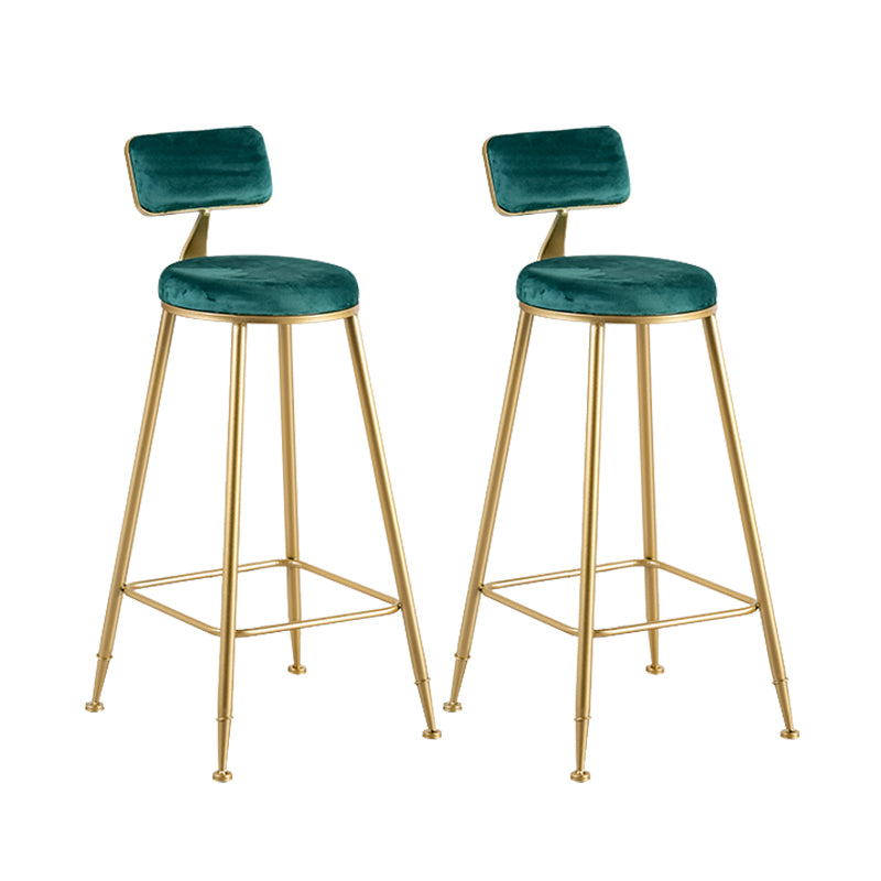 Metal Low Back Counter-height Stool with Footrest and Upholstered