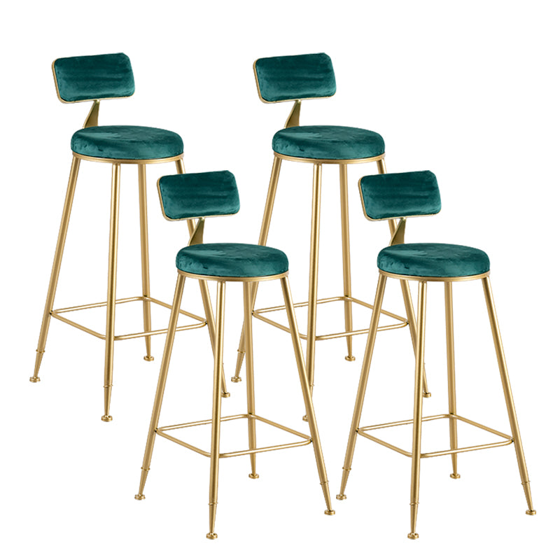 Metal Low Back Counter-height Stool with Footrest and Upholstered