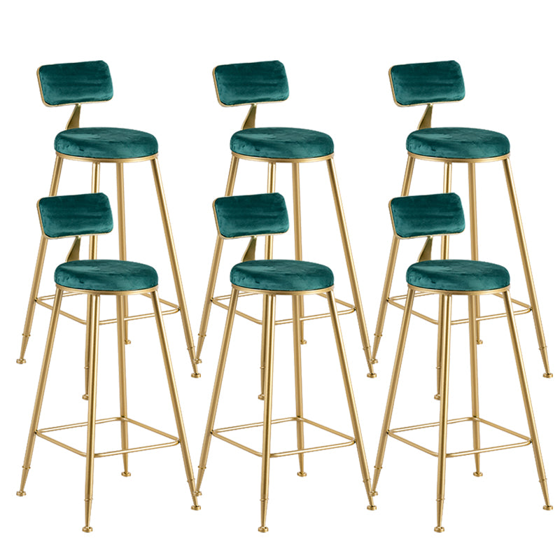 Metal Low Back Counter-height Stool with Footrest and Upholstered