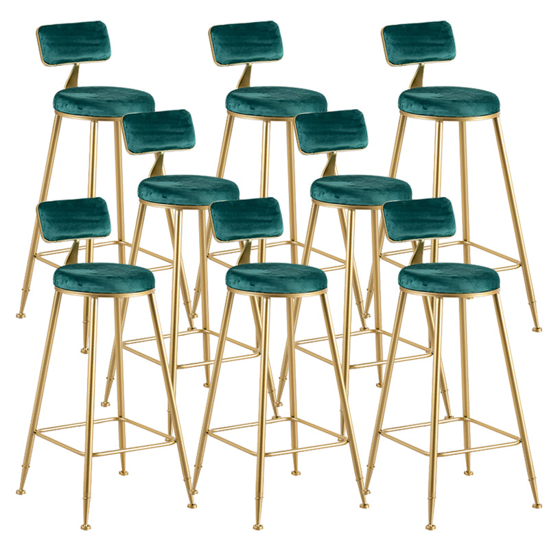 Metal Low Back Counter-height Stool with Footrest and Upholstered