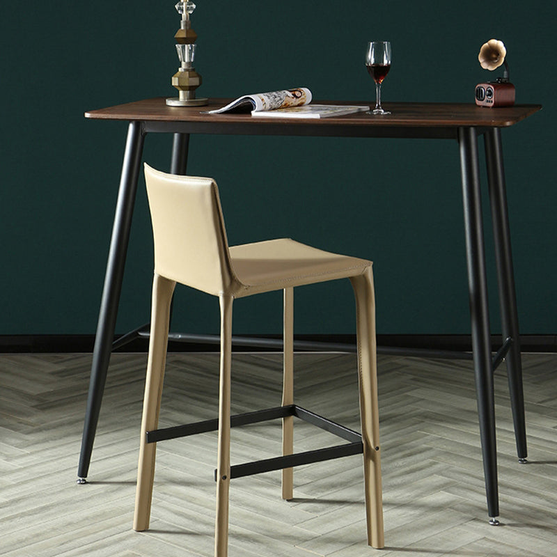 Contemporary Metal Legs Faux Leather Upholstered Living Room Bar Stool