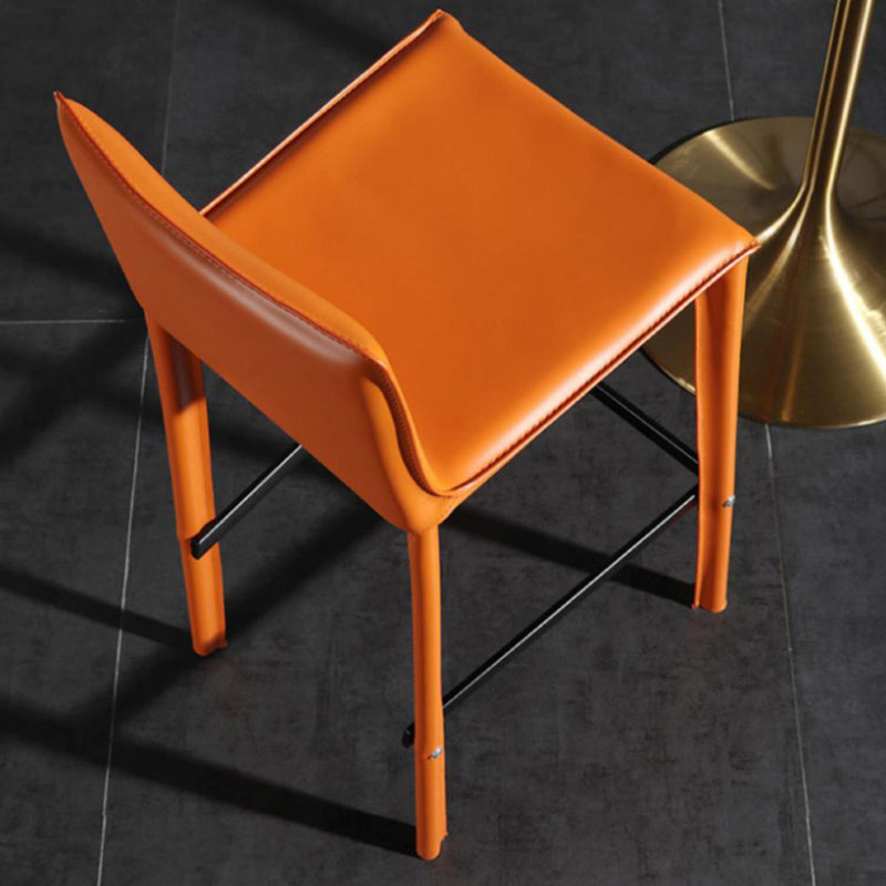 Contemporary Metal Legs Faux Leather Upholstered Living Room Bar Stool