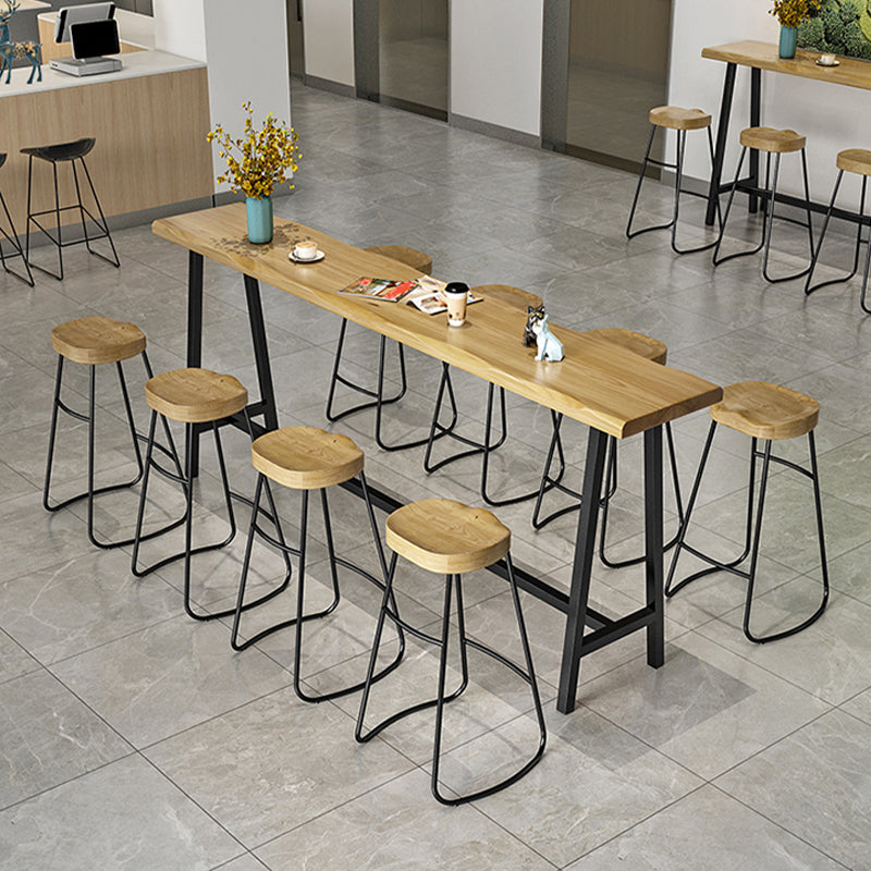 Modern Backless Counter Height Stools with Metal and Solid Wood