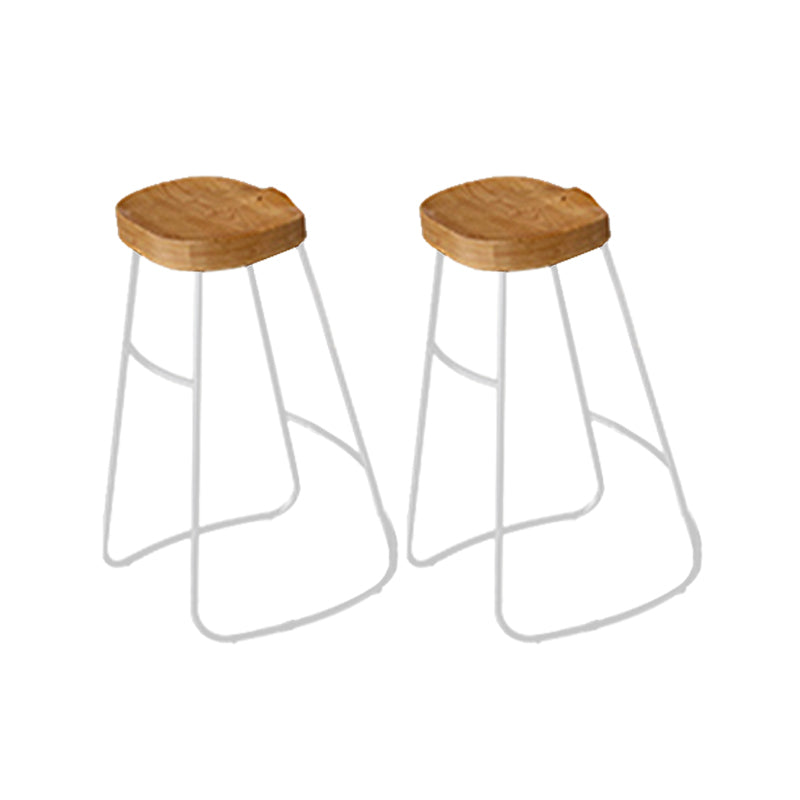 Modern Backless Counter Height Stools with Metal and Solid Wood