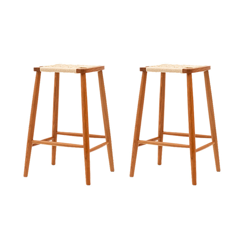 Contemporary Cherry Solid Wood Backless Bar Stool with Footrest