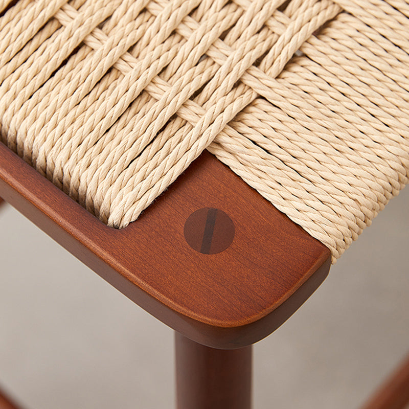 Contemporary Cherry Solid Wood Backless Bar Stool with Footrest