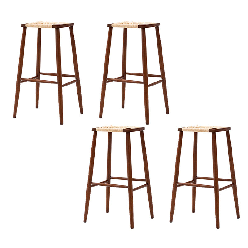 Contemporary Cherry Solid Wood Backless Bar Stool with Footrest