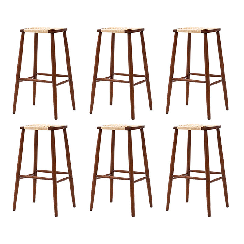 Contemporary Cherry Solid Wood Backless Bar Stool with Footrest