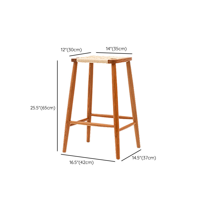 Contemporary Cherry Solid Wood Backless Bar Stool with Footrest