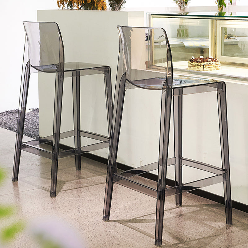 Contemporary Plastic Low Back Indoor Bar Stool with Footrest