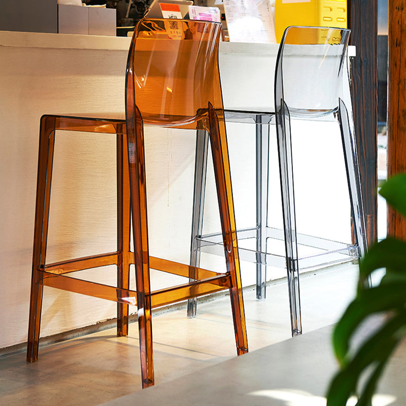 Contemporary Plastic Low Back Indoor Bar Stool with Footrest
