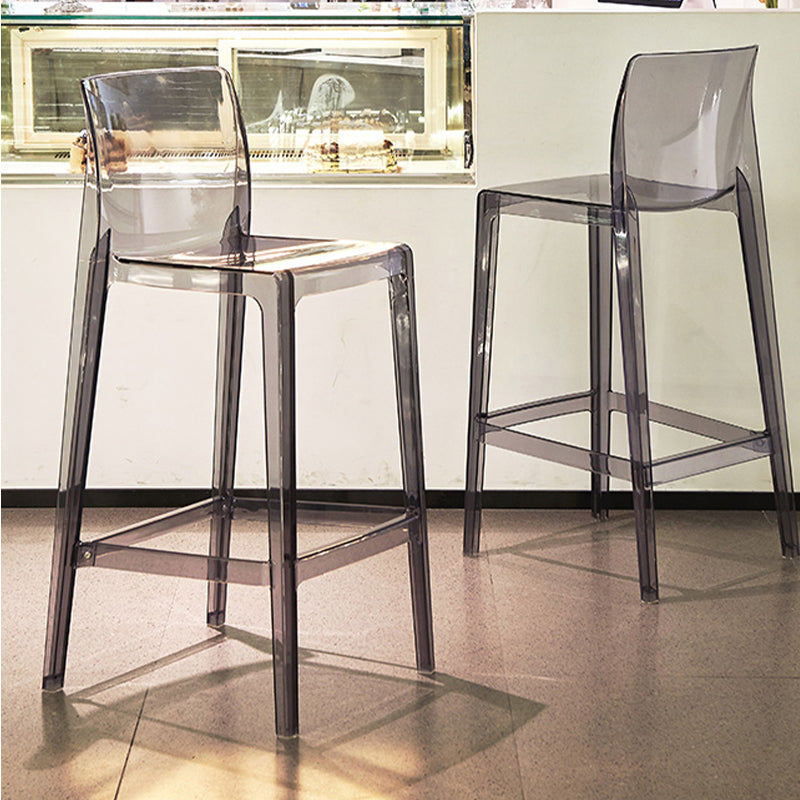 Contemporary Plastic Low Back Indoor Bar Stool with Footrest