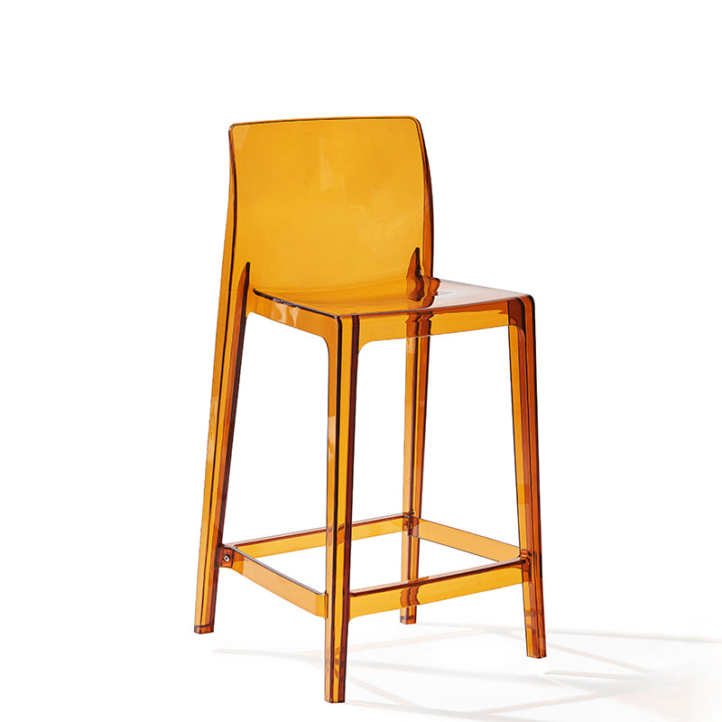 Contemporary Plastic Low Back Indoor Bar Stool with Footrest