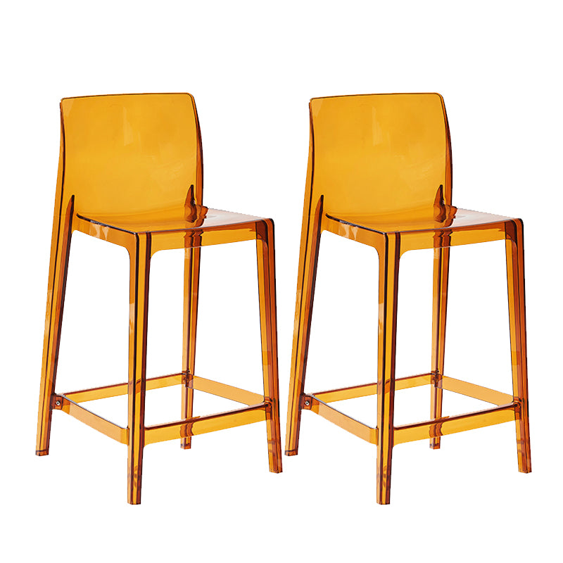 Contemporary Plastic Low Back Indoor Bar Stool with Footrest