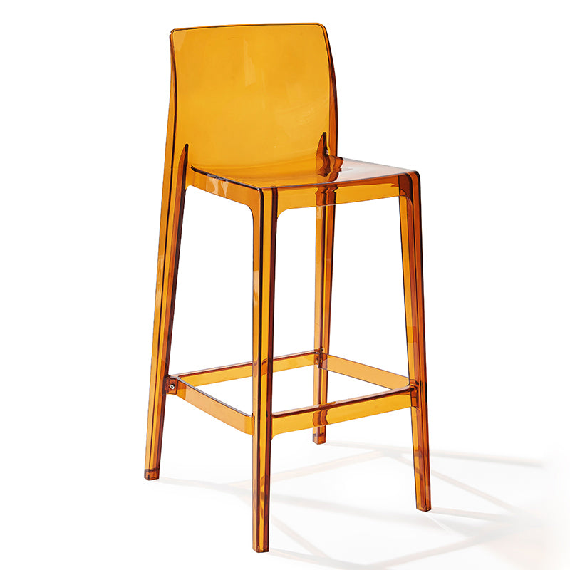 Contemporary Plastic Low Back Indoor Bar Stool with Footrest