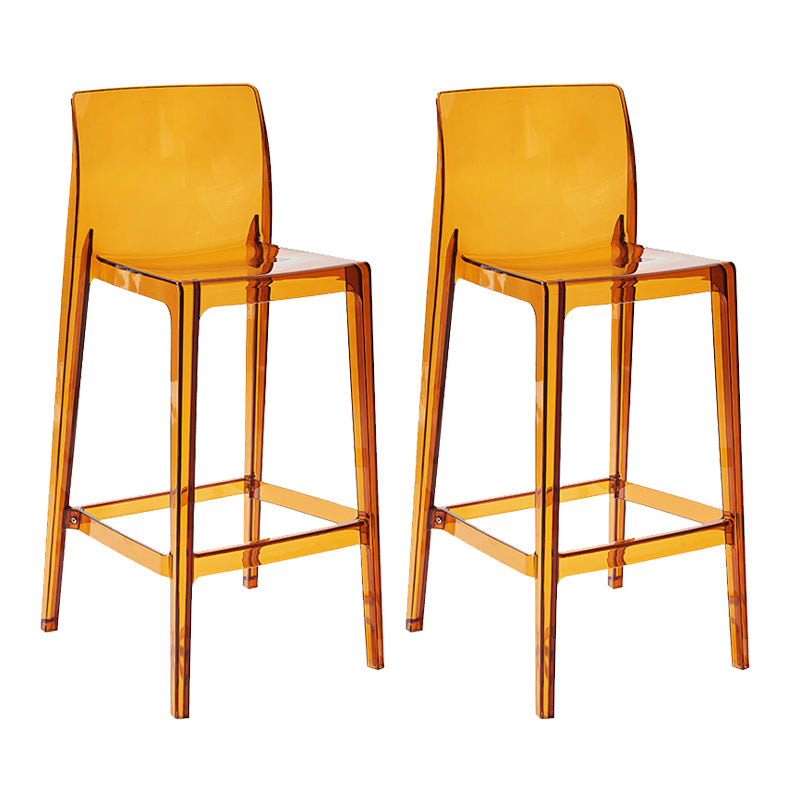 Contemporary Plastic Low Back Indoor Bar Stool with Footrest