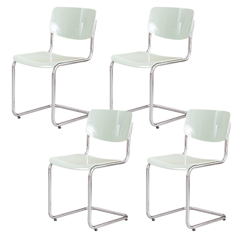 Modern Dining Room Open Back Silver Leg Armless Dining Chair