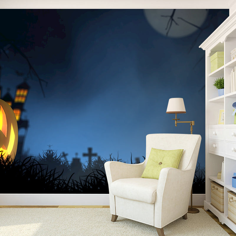 Halloween Pumpkin Pattern Mural Horizontal Version Moisture-proof for Wall Decoration