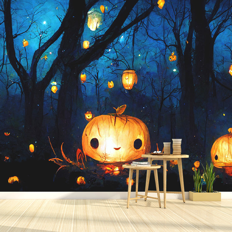 Halloween Pumpkin Pattern Mural Horizontal Version Moisture-proof for Wall Decoration