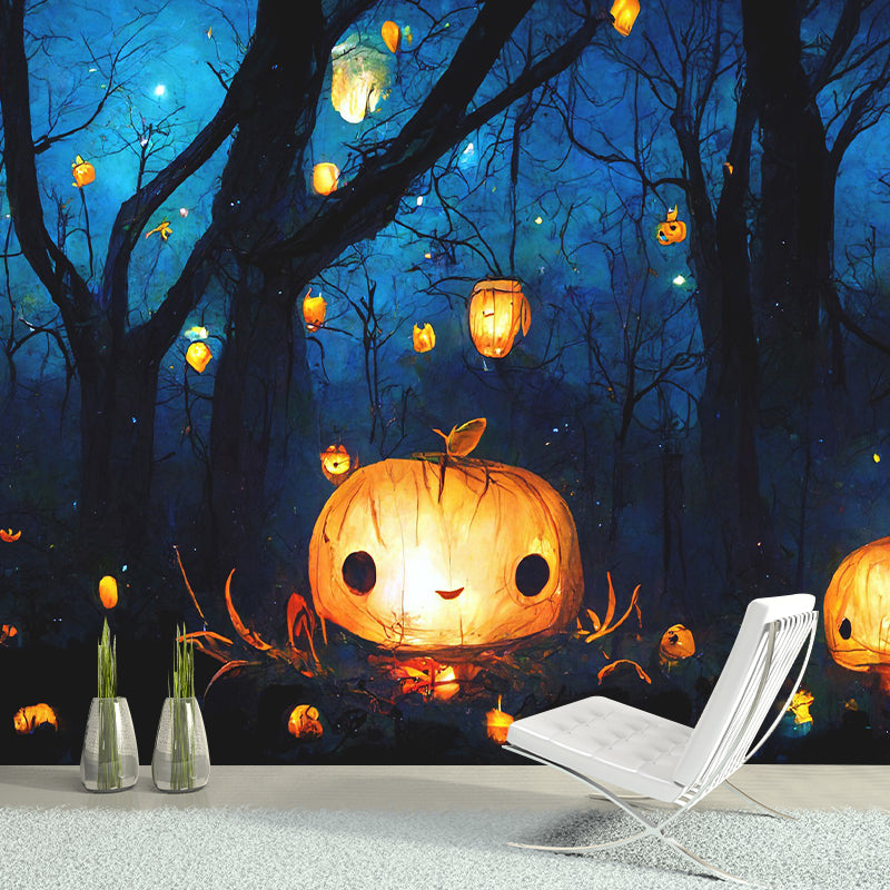 Halloween Pumpkin Pattern Mural Horizontal Version Moisture-proof for Wall Decoration