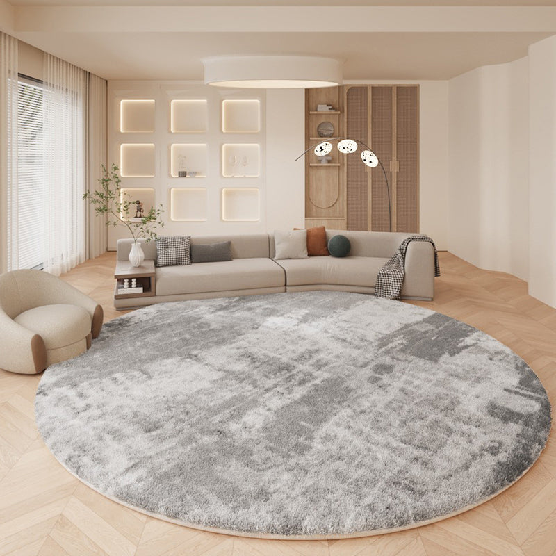 Abstract Print Pet Friendly Lambswool Modern Round Living Room Area Rug