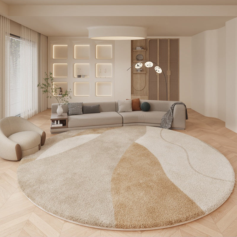 Abstract Print Pet Friendly Lambswool Modern Round Living Room Area Rug