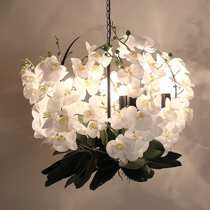 Magnolia Metal Posting Candelier Factory 5 luces Comedor Comedor Kit en blanco