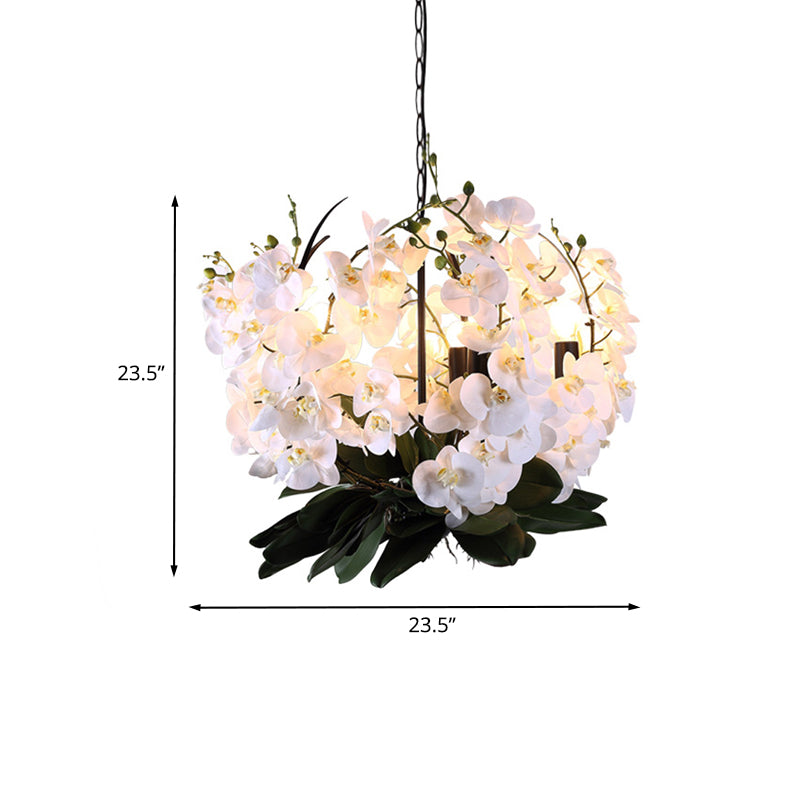 Magnolia Metal Pendant Chandelier Factory 5 Lights Dining Room Hanging Light Kit in White