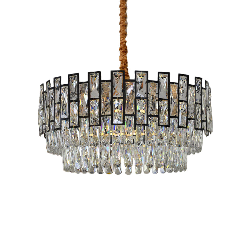 5 Lights Hanging Lighting Modernism 3-Tier Faceted Crystal Ceiling Chandelier in Gold
