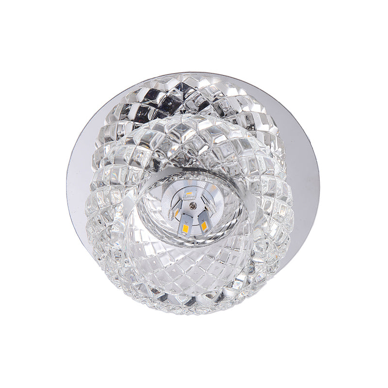 LED Clear Crystal Verre de monture Bridage moderne Chrome Sphère Flush Lamp Fixture