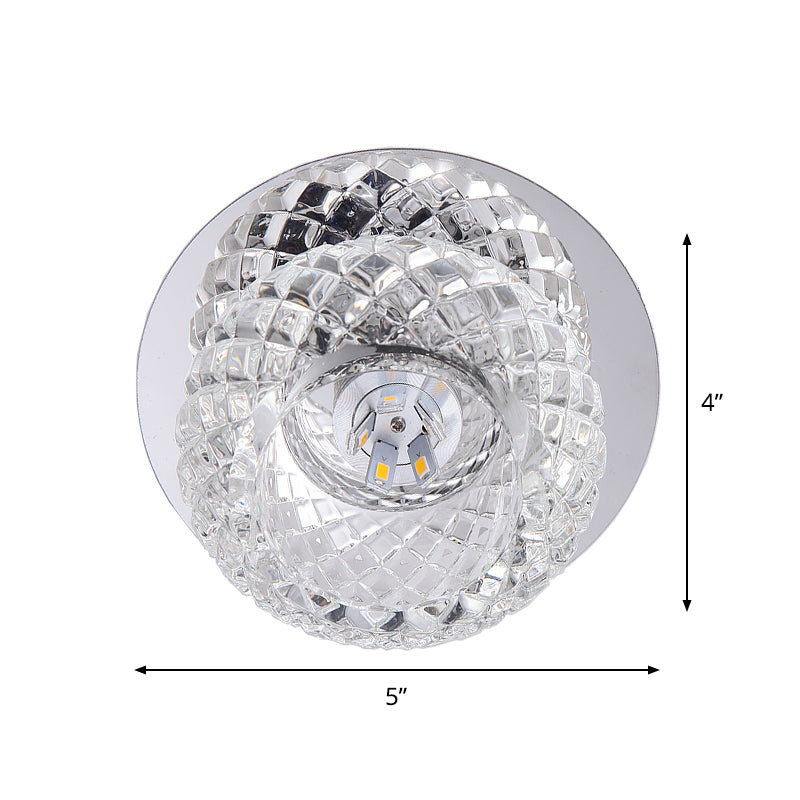 LED Clear Crystal Verre de monture Bridage moderne Chrome Sphère Flush Lamp Fixture