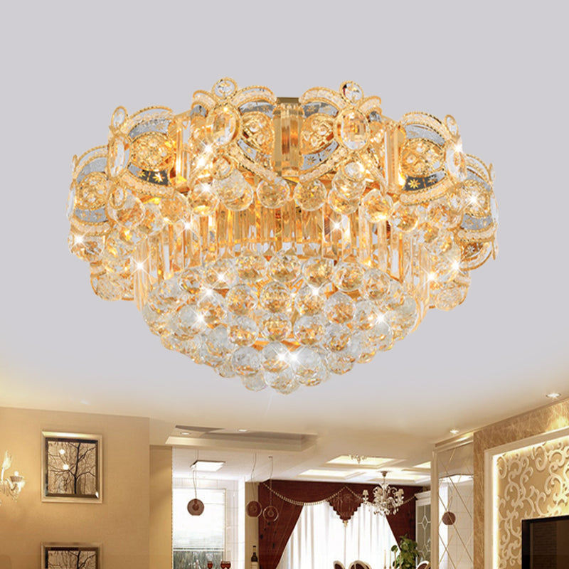 Gold LED Plafond Flush Mount Hedendaagse Crystal Ball Ronde Flushmount Verlichting, 16 "/23.5" Breedte