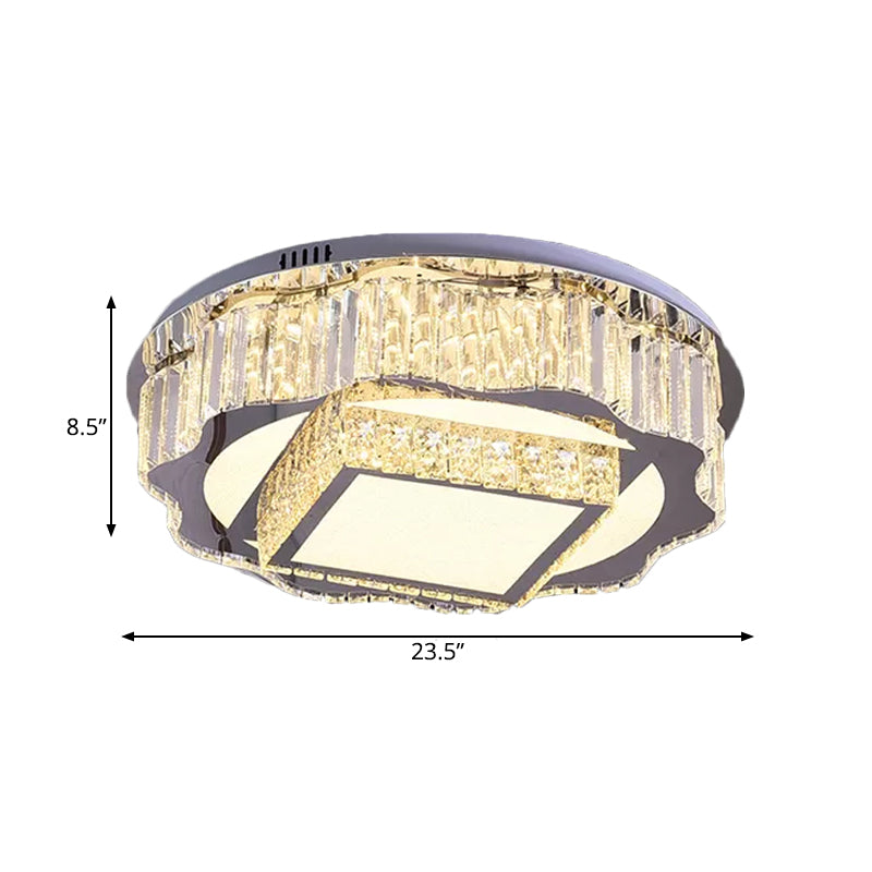 K9 Crystal LED Flushmount Lighting Modern Chrome Flower and Square Hotel Ceiling Flush Light
