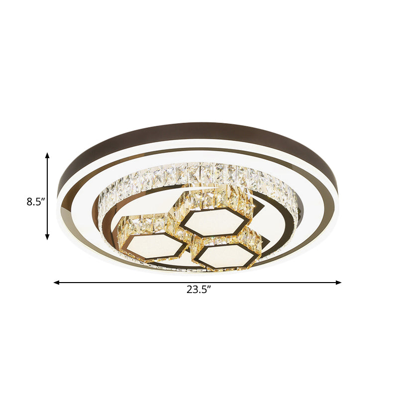 Chrome Finish LED Ceiling Lamp Modern Crystal Geometry Flush Mounted Light for Bedroom
