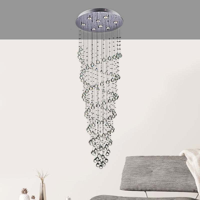 8 Lights Flush Mount Ceiling Chandelier Modern Stranded Crystal Beaded Flushmount Lighting in Chrome