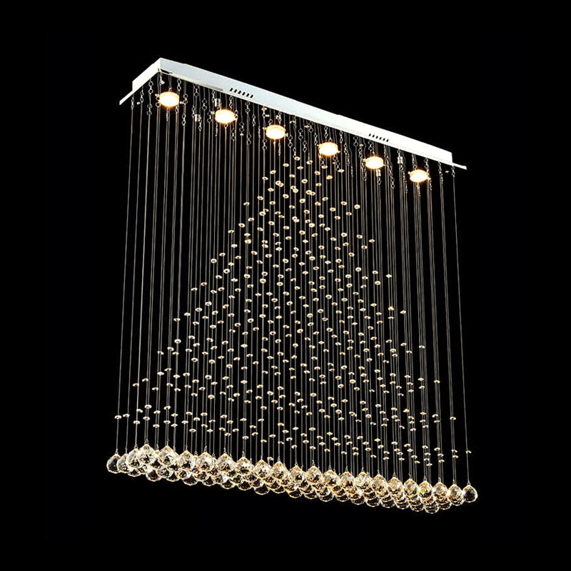 6 Bulbs Crystal Drapierung Flushmount Modern Chrome Pyramid Form Parlor Ceiling Flush Light