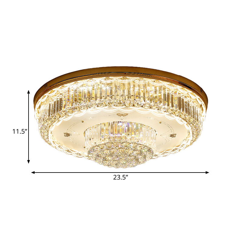 Prismatic Crystal Gold Flush Light 2 Tiers Minimalist LED Flush Mount Ceiling Fixture for Living Room