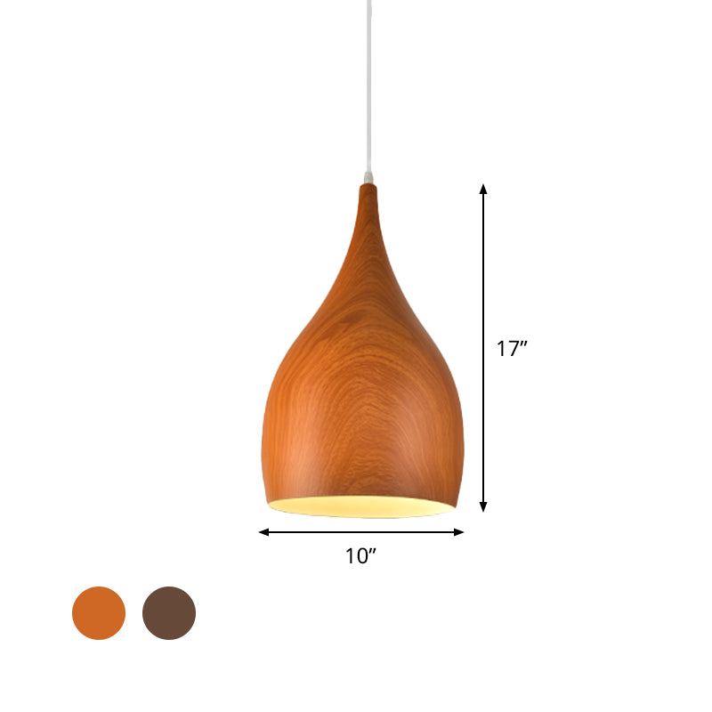 Industrial Teardrop Pendant Light Kit 1 Head Aluminum Ceiling Lamp in Red Brown/Coffee for Living Room