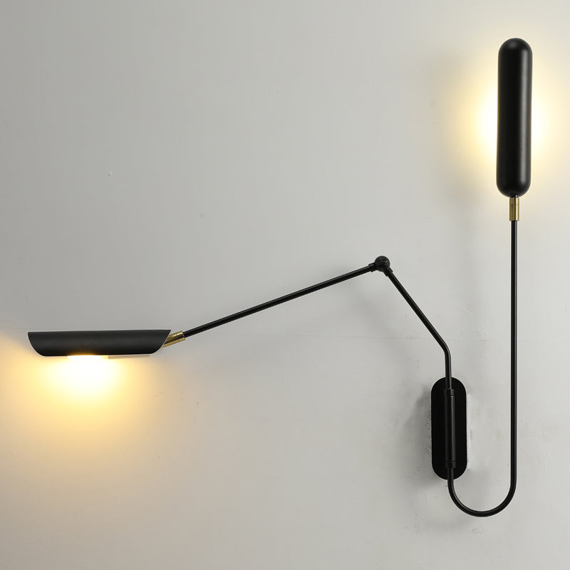 Black Tubular Wall Mounted Lamp Vintage Metal 2-Light Living Room Wall Light Fixture