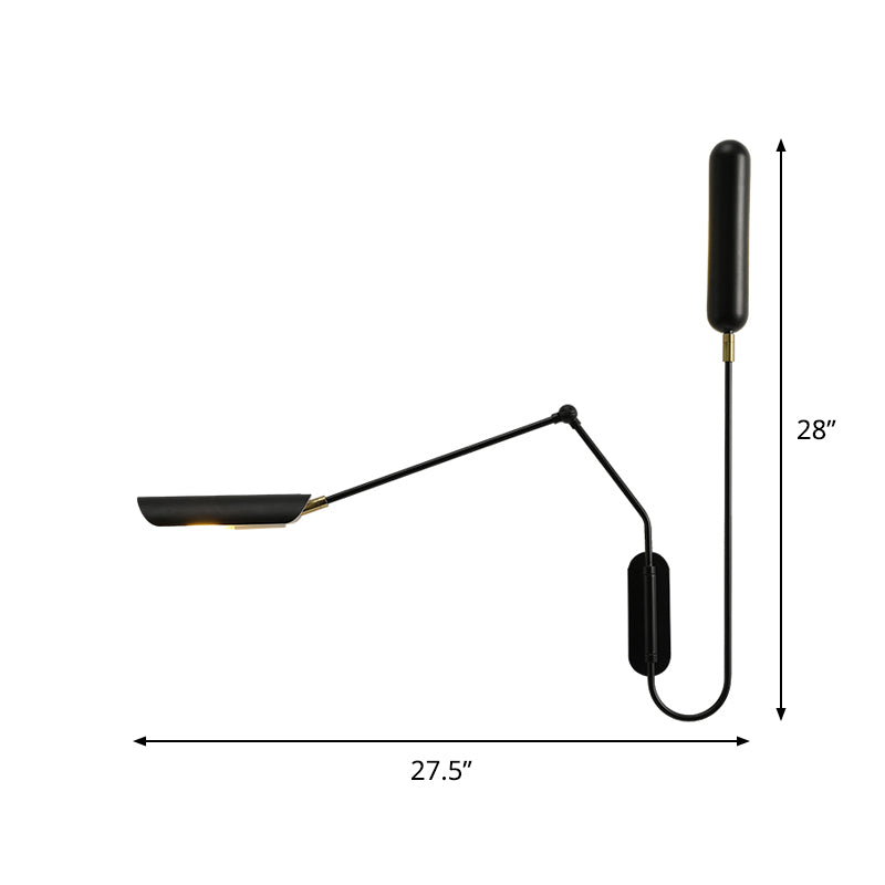 Black Tubular Wall Mounted Lamp Vintage Metal 2-Light Living Room Wall Light Fixture