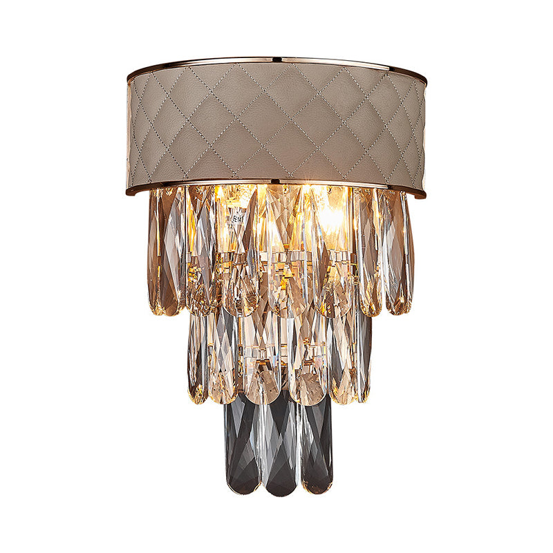 Idées d'éclairage mural à 2 têtes Modernisme Cronie de lampe murale intérieure avec une teinte à 3 niveaux de prisme de cristal en gris