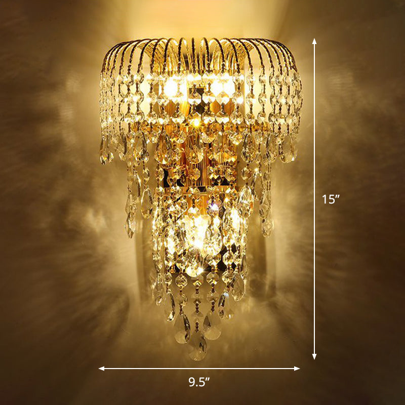 Lampe murale à goutte à goutte à cristaux en osier moderniste 3 lumières Éclairage d'applications de la chambre en or
